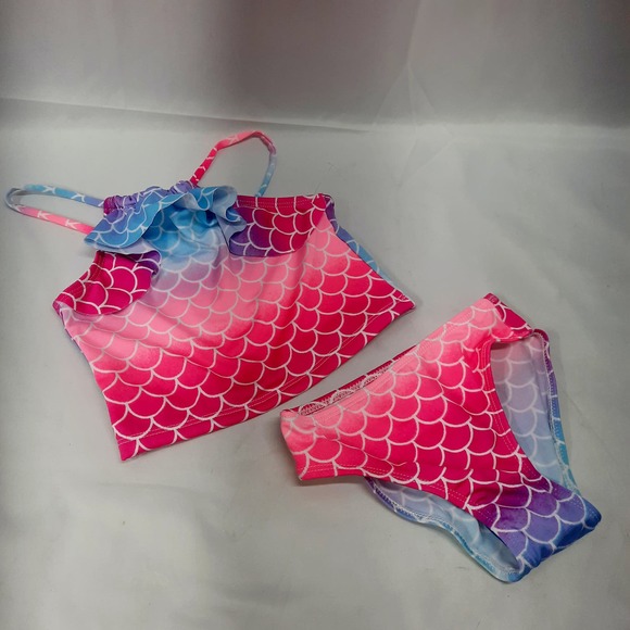 New Bobbie Brooks Multicolor Mermaid Scale Tankini Set 3T - Picture 1 of 5